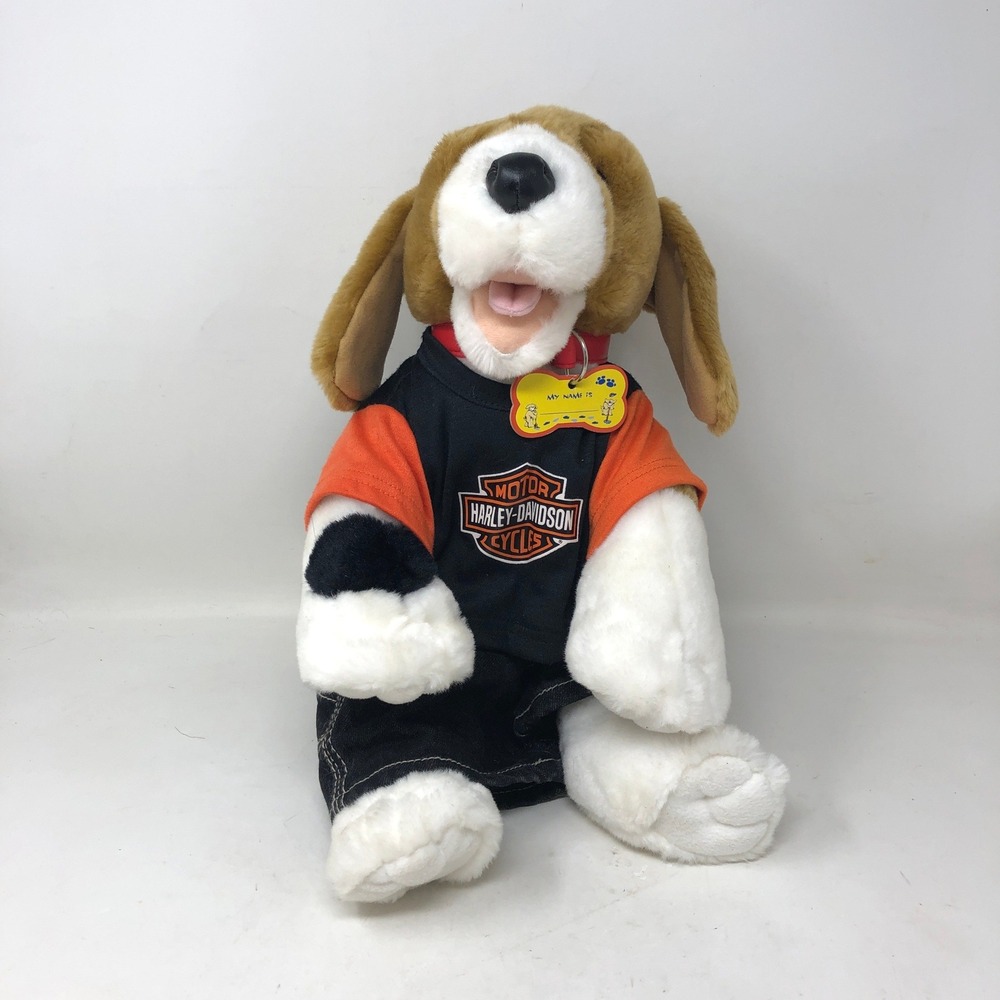 Build A Bear Harley Davidson Plush Dog Brown Beagle Puppy Biker Outfit